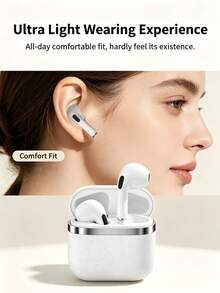 True Wireless Bluetooth Earbuds - Compatible With Apple And Android, Built-In Microphone, Sweat-Proof, Battery Life Up To 24 Hours - White, Earphones > Wireless, Airbud's, Earphones, Earphones - White - View 4