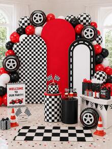 3pcs Racing Party Decoration 4ft 5ft 6ft Racing Background Arch, Striped Elastic Arch, Racing Kart Birthday Party, Balloon Racing Decoration, Racing Theme Birthday Party Supplies, Racing Driver Birthday, Baby Shower, Fast Party Decoration - Multicolor - View 3