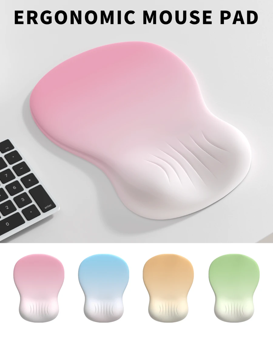 1Memory Foam Ergonomic Wrist Pad, A Mouse Pad That Naturally Fits The Wrist, Can Alleviate Hand Pain, Suitable For Laptops/Computers, Featuring A Gradient Minimalist Design, With A Thick Mouse Pad Equipped With A Silicone Non-Slip Base - View 1