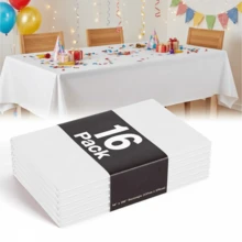 Party Solids 4/8 Pack Premium Plastic Tablecloth 54in. X 108in. Rectangle Plastic Table 8/4PCS Set - White - View 13