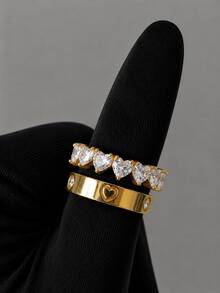 2Pcs Stainless Steel Plated 18K Gold Four-Leaf Clover Rings, Elegant Ladies Bangle Jewelry, Suitable For Daily Wear And Gift - SGS095 - View 10