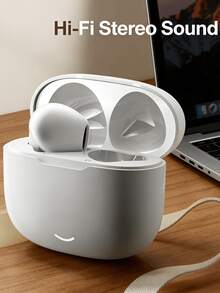 True Wireless Bluetooth Earbuds With Built-In Microphone For Clear Calls, Long Battery Life, Sweat-Resistant Design, Compatible With IOS And Android Devices, Suitable For Fitness, Running And Daily Use - White - View 1