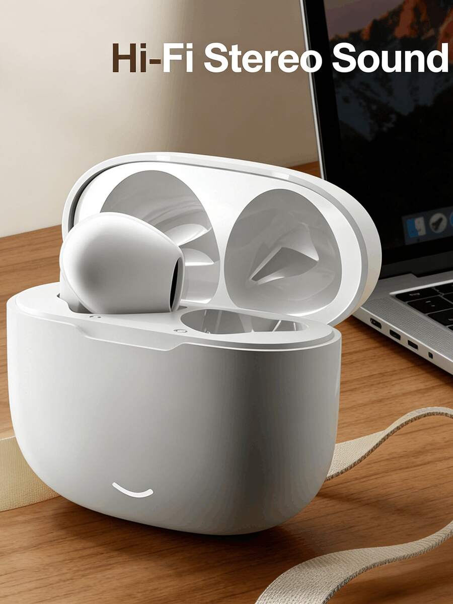 True Wireless Bluetooth Earbuds With Built-In Microphone For Clear Calls, Long Battery Life, Sweat-Resistant Design, Compatible With IOS And Android Devices, Suitable For Fitness, Running And Daily Use - White - View 1