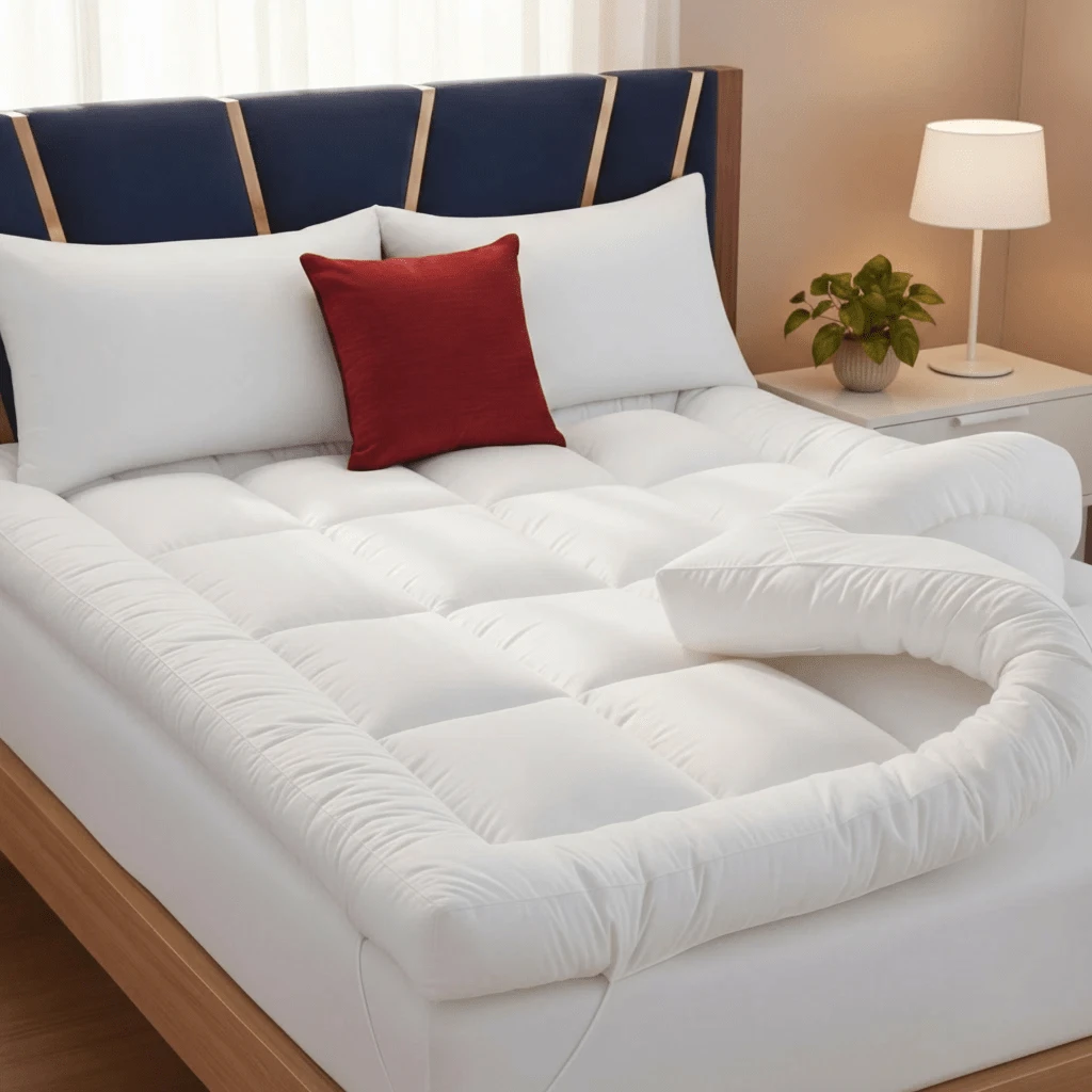 Hotel Quality Mattress Topper 4 Inch/10cm Thick Deep Heavy Fill Comfort Single, Double, King, Ultimate Softness & Support - White - View 1