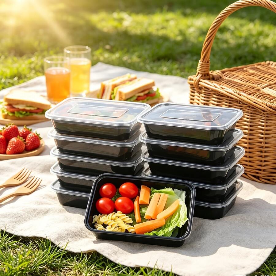 5/10/15/30pcs Reusable Food Containers With Lids, Rectangular Lunch Boxes, Reusable Party Boxes, Commercial Kitchen Storage Containers, Suitable For Picnic, Restaurant, Takeout, Kitchen Supplies, School And Other Occasions. - Multicolor - View 1