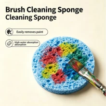 Large Capacity Brush Absorbent Pad - Multi-Color Combination Set, Suitable For Painting Brushes, Calligraphy Pens, Palettes And Other Art Tools, Effectively Cleans Art Supplies. Each Set Includes One Round Transparent Plastic Box And Three Different Colored High Absorbent Pads, Reusable, A Thoughtful Gift For Friends - Round - View 4