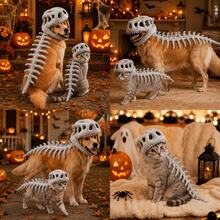 Dinosaur Skeleton Pet Costume, Soft Plush 3D Skull And Spine Halloween Costume For Dogs And Cats, Fun Pet Dress-Up Photo Prop, Suitable For Halloween Parties - Gray - View 5