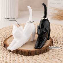 1pc Cat-Shaped Ring Holder, Suitable For Wedding Rings, Birthday Gifts And Office Decoration. Ideal Choice For Jewelry Display And Storage. Minimalist Style Ring Holder | Decorative Accessory. Perfect Gift Choice For Valentine's Day And Mother's Day - Multicolor - View 5