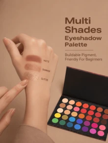 beauty glazed 35 Color Eyeshadow Palette, Halloween Makeup Essential, Popular Makeup, Matte Pearlescent Velvet Texture, Pressed Powder, Easy To Blend, Create Natural Makeup Look - Multicolor - View 8