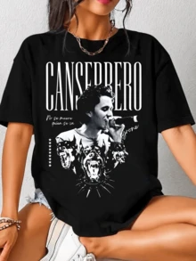 Cancerbero T-Shirt Design PNG, Print-Ready, Printable Design, Artist, Cancerbero DTF, Rap T-Shirt.Png - 黑色 - 查看 1