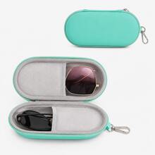 Estuche de gafas de diseño minimalista colorido tipo macaron de PU con carcasa dura ovalada, cremallera y mosquetón metálico, ligero, caja de almacenamiento de gafas de moda, apto para gafas de lectura, mujeres, hombres, niños, bolso, mochila, viaje, escuela, oficina, regalo de cumpleaños - Multicolor - Ver 15