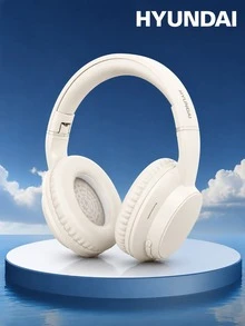 HYUNDAI HY-T02MAX頭戴式藍牙耳機附收納袋，5.4HIFI高清音質重低音通話精準降噪音樂運動遊戲低延遲長續航商務頭戴式耳機通用手機平板電腦 - 米色+收納袋 - 查看 2