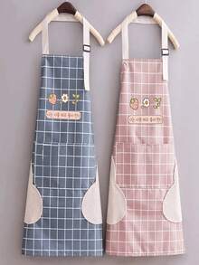 1pc Grid Pattern Apron, Suitable For Home Cleaning, Kitchen Cleaning, Anti-Fouling, Waterproof,Kitchen,Bathroom,Home,Household Supplies - Multicolor - View 12