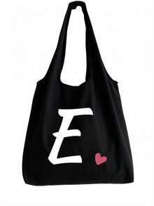 Pink Heart Letter A-Z Pattern Vest-Style Shoulder Bag, Women's Casual Canvas Tote Bag, Suitable For Vacation, Beach And Daily Life, Perfect Gift For Women, Mothers, Teachers, Friends And Bridesmaids, Large Capacity Bag, Students, Back To School Season, Portable Casual Storage Tote Bag, Multi-Functional Shopping Bag, Novel Design, Large Capacity, Ideal For Shopping, Shoulder Bag, Tote Bag, Lunch Bag, Lunch Box And More. - Multicolor - View 23