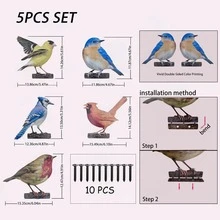 5pcs Realistic Colorful Bird Garden Decor, Outdoor Yard Balcony Landscaping, Colorful Lifelike Bird Iron Art Ornament - Colorful Birds - View 8