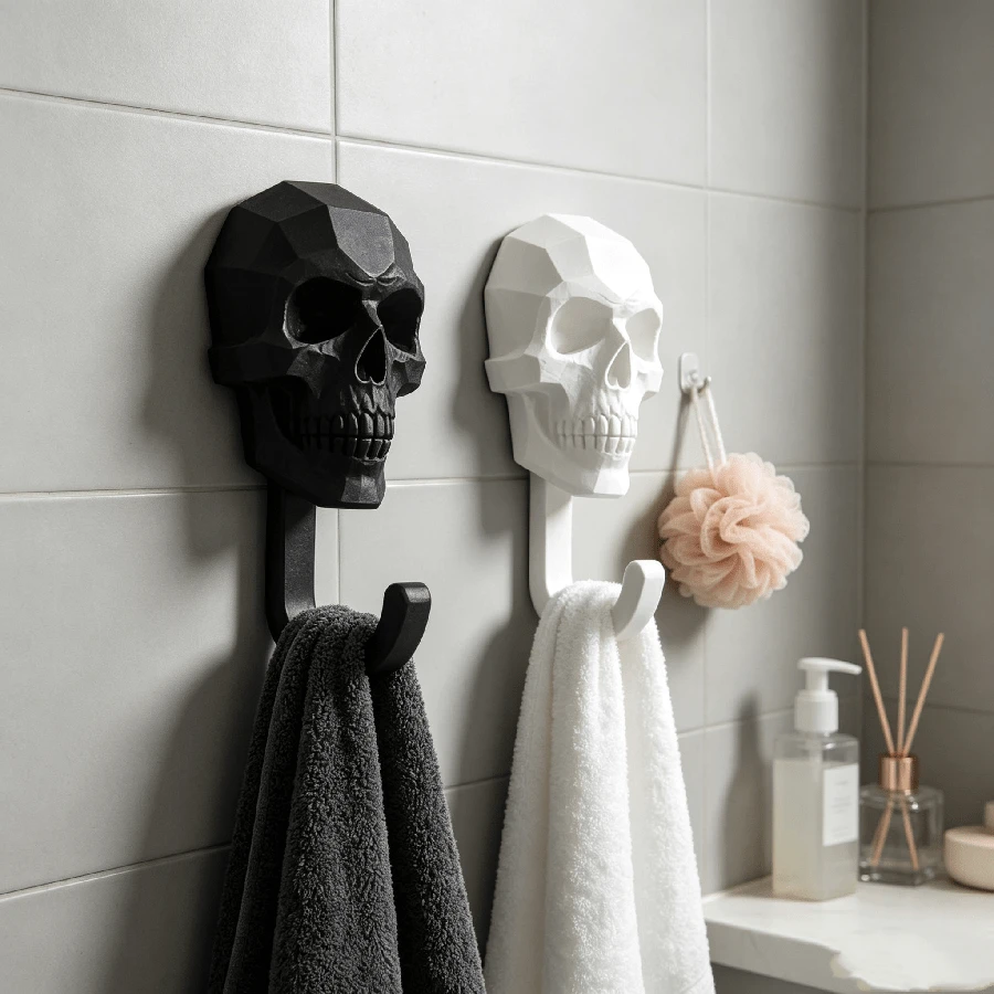 2pcs Skull Wall Hooks, Creative Gothic Style Towel Hooks, Vintage Skeleton Coat Rack, Bathroom Towel Rack, Entryway Key Holder, Bedroom Door Storage Hooks, Halloween Punk Style Wall Decor - Multicolor - View 1