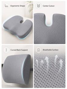 Minimalist Seat Cushion & Lumbar Support Set, Thickened U-Shaped Office Chair Back Cushion With Straps, Breathable Fabric Cover, Suitable For Office Chair, Computer Chair, Car Seat, Study, Home Office, Holiday, Holiday, Cyber Monday - Multicolor - View 9