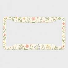 2D Flat, 1pc Small Floral Pastoral Fresh And Natural Style American Standard License Plate Frame, Suitable For Spring Outings And Camping Scenes, Car Decoration, Personalized Protective Frame, Suitable For Sedans And SUVs, Universal Style - 16*31 - View 1