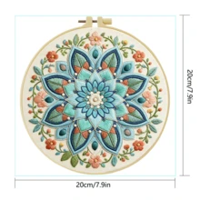 1pc Complete Embroidery Kit. 20x20cm/7.9x7.9in. Fun Christmas Tree Design. Mantra Pattern. For Adult Beginners. Great For Holiday Gifting. Includes Fabric, Manual, Hoop, Needles & Threads. Perfect For Home/Office Decor. Relaxing Craft. - A - View 7