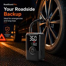 Carsun Portable Cordless Tire Inflator With Dual Digital Display, 22mm Alloy Cylinder Air Compressor, LED Light, USB Rechargeable, Hidden Side Accessory Storage For Car, Motorcycle, Bike & Balls - Wireless - View 8