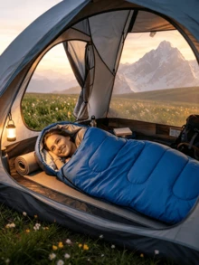 1pc Envelope Hooded Sleeping Bag With Storage Sack, Portable Windproof Warm Sleeping Bag, Lightweight Outdoor Camping Sleeping Bag For Travel Hiking Backpacking - Multicolor - View 3