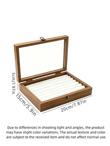 Caja de joyas con tapa transparente, caja de almacenamiento de pendientes 2 en 1, organizador de joyas de madera de nogal, forro de terciopelo, adecuada para exhibición en el hogar - Multicolor - Ver 17