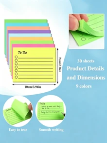 Horizontal Lined Colorful Sticky Notes, Daily Task Planner With To-Do List Notepad, Random 6/4 Packs - Vibrant Random Combination, Easy To Use, Efficient Note-Taking And Organization - Suitable For Students, Office And Home, Back To School Season Essential - A - View 5