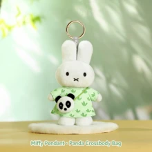 Cute Plush Panda & Miffy Rabbit Keychain Charm Kawaii Soft Stuffed Toy Bag Pendant Accessory - Multicolor - View 7