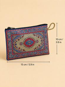 XD Vine Gilded Embroidery Girls Coin Purse, Geometric Pattern Children's Layered Card Holder, Arabic Little Girl Robe Matching Small Bag, Birthday Gift Portable Coin Storage Bag - Multicolor - View 2