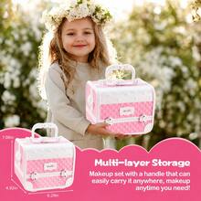 Girls Pretend Play Toy Set, Pretend Makeup Kit, Birthday Gift | Kids Makeup Box With Mirror, Suitable For 3+ Years Old Christmas Birthday Gift, - Multicolor - View 4