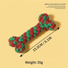 1pc Bone Shaped Braided Dog Toy, Durable Chew Rope, Suitable For Small To Medium Dogs, Perfect Gift - Multicolor - View 2