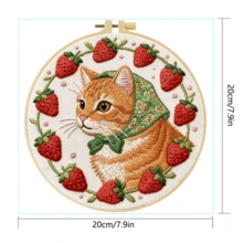 1 buah Kit Sulam Kucing Lucu Ukuran 20*20cm/7.9*7.9in, Set Sulam Buatan Tangan DIY untuk Pemula Dewasa, Hadiah Rumah, Hadiah Menjahit Wanita, Termasuk Panduan Pengguna, Kain Pola Cetak, Bingkai Sulam, Jarum dan Benang. - Kucing-kucing lucu - View 4