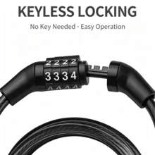 1pc Bicycle Combination Cable Lock Waterproof Anti-Theft Lock 4-Digit Code Bike Lock Motorcycle Electric Scooter Ring Lock - Black - View 7