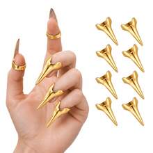 10pcs Metal Halloween Nail Props Punk Style Cosplay Finger Sleeves Hair Styling Tools For Braiding Curling Hair Extensions Wigs Hair Sectioning - Multicolor - View 3