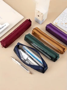Mini Mesh Pencil Case Storage Bag, Portable Multi-Functional Square Stationery Bag For Exams, Can Store Ruler, Pencil, Eyebrow Pencil, Student Exam Bag, Small Stationery Bag, Travel Essential Makeup Bag, Room Decor, Back To School Season - Multicolor - View 4
