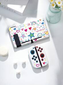 1pc Cute Rainbow Star Print Protective Case, Compatible With New Switch 2 (2025), Switch NS/Switch OLED/Lite, Compatible With Switch 2 Game Console Accessories, Full Set, Storage Bag, Switch Protective Case, Romantic Gift Compatible With Switch Players - Multicolor - View 3