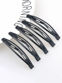 10pcs Thick Matte Black Snap Hair Clips, Curved Rectangular Edge Bangs Hair Clips, Women's Hair Accessories - Black - View 4