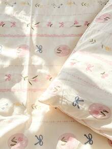 3件組 100%純棉浪漫清新田園花卉舒適臥室純棉床上用品套裝 2個枕套 + 1個被套 - 花瑩 - 查看 7