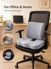 Minimalist Seat Cushion & Lumbar Support Set, Thickened U-Shaped Office Chair Back Cushion With Straps, Breathable Fabric Cover, Suitable For Office Chair, Computer Chair, Car Seat, Study, Home Office, Holiday, Holiday, Cyber Monday - Multicolor - View 8