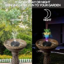 Solar Floating Water Fountain Pump Kit, No‑Battery Solar Water Pump With Replaceable Nozzles For Garden, Birdbath, Fish Pond Decor - Colorful - View 6