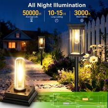 6 Pack Solar Pathway Lights Outdoor, Warm White LED Solar Garden Stake Lights, Solar Pathway Lights For Garden, Yard, Driveway & Patio - Quadratischer Wolframdraht - Übersicht 2