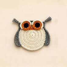 1pc/2pcs Handmade Crochet Owl Coasters, Quirky & Fun Style, Suitable For Home Dining Table Heat Insulation, Office Coffee Cup Heat-Resistant Mat, Can Be Used As Best Friend Birthday Gift - Multicolor - View 10
