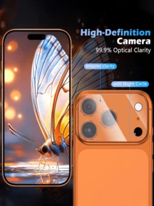 適用於 iPhone 17 Pro/16/15/14/13/12/11 2 片裝相機鏡頭保護貼，軍規防刮膜，9H 鋼化玻璃相機蓋螢幕，[不影響夜間拍攝]，透明。[國際版而非本地版] - 彩色 - 查看 5