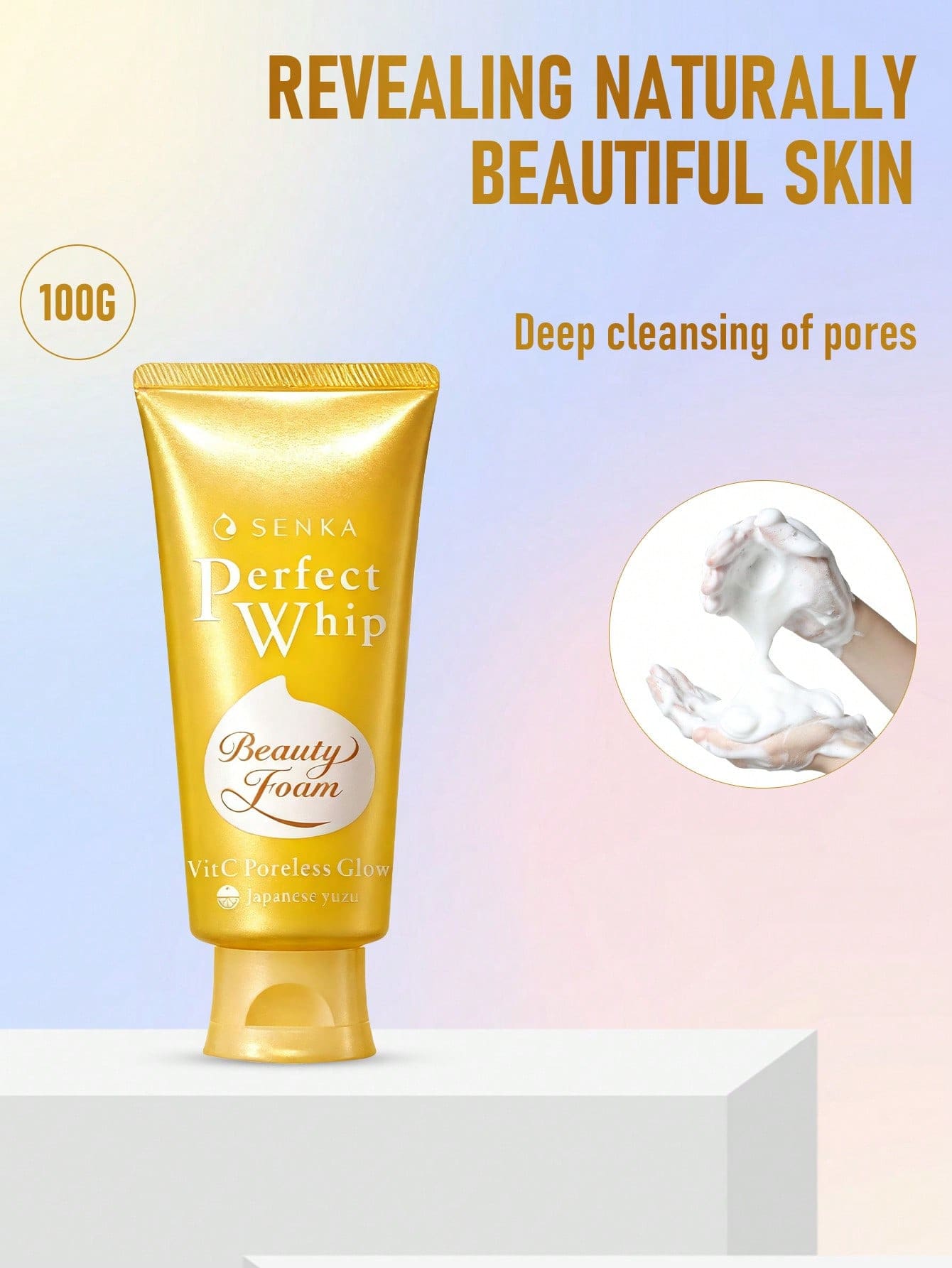 Senka 資生堂 Perfect Whip 泡沫洗面乳 120g/4.2oz | 日系泡沫洗面乳 深層清潔美容泡沫 | 溫和保濕洗面乳 適合所有膚質 - Vitamin C - 120g - 查看 1