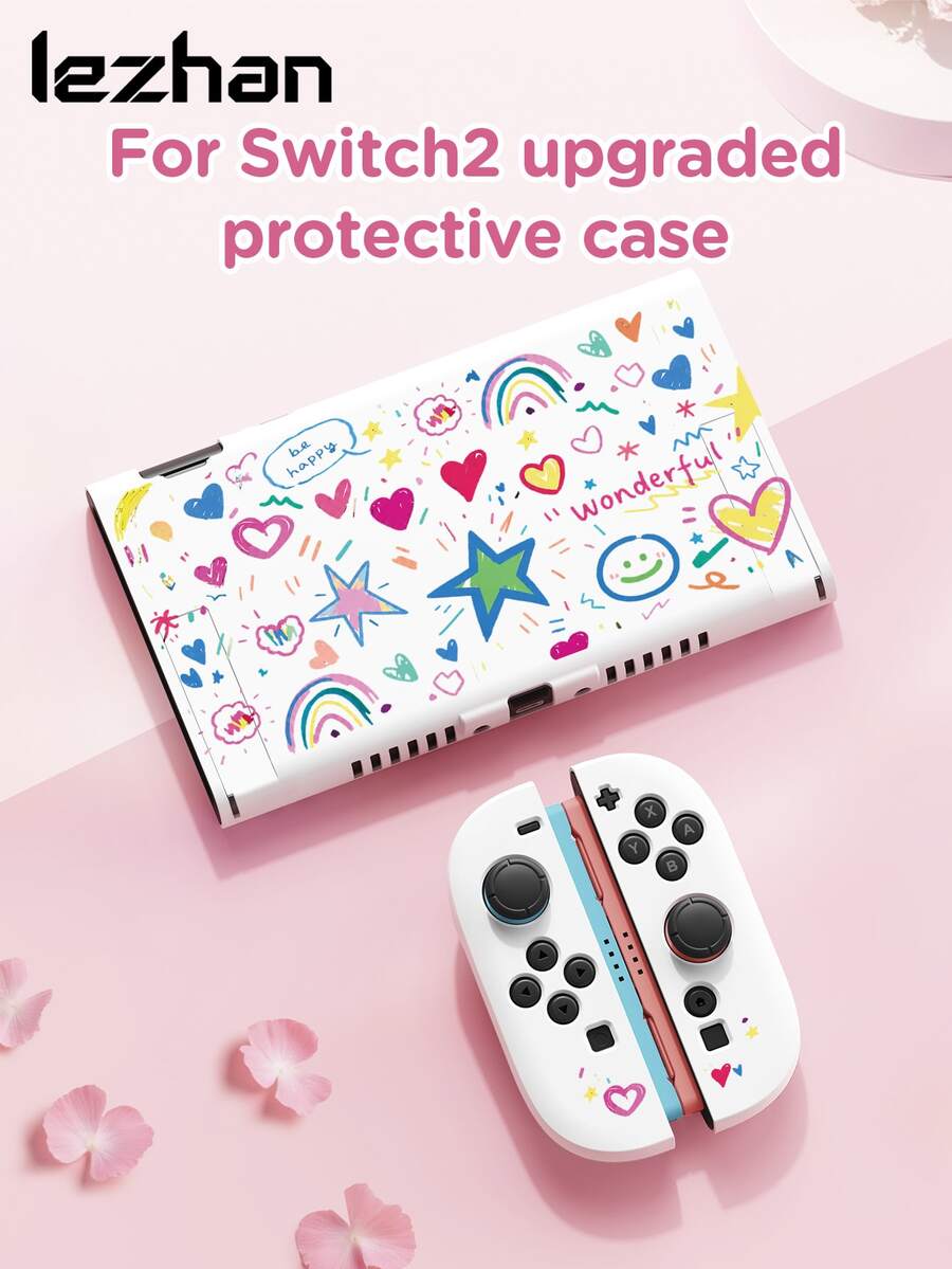 1pc Cute Rainbow Star Print Protective Case, Compatible With New Switch 2 (2025), Switch NS/Switch OLED/Lite, Compatible With Switch 2 Game Console Accessories, Full Set, Storage Bag, Switch Protective Case, Romantic Gift Compatible With Switch Players - Multicolor - View 1
