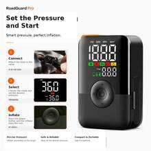Carsun Portable Cordless Tire Inflator With Dual Digital Display, 22mm Alloy Cylinder Air Compressor, LED Light, USB Rechargeable, Hidden Side Accessory Storage For Car, Motorcycle, Bike & Balls - Wireless - View 3