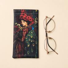 1PC Fashion Peacock & Girl Print Glasses Pouch, Lightweight & Portable, PU Leather, Elegant Fashion Glasses Storage Bag, Versatile For Daily & Travel Use, Holiday Gift For Friends - A - View 5