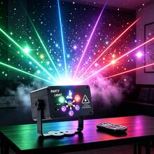 New Commercial Laser Light, Atmosphere Light, Stage Light, Sound-Activated Disco Party Light, With Remote Control USB Powered, Suitable For Christmas Gifts, Halloween, KTV Bar, Home Party, Stage Party Decoration - Black - View 2
