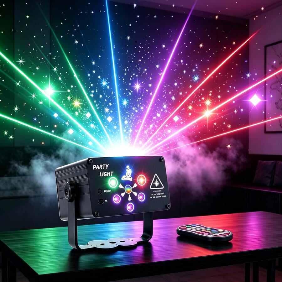 New Commercial Laser Light, Atmosphere Light, Stage Light, Sound-Activated Disco Party Light, With Remote Control USB Powered, Suitable For Christmas Gifts, Halloween, KTV Bar, Home Party, Stage Party Decoration