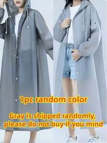 1pc Lightweight Outdoor Raincoat | 1pc, Adjustable Drawstring Hood, Full Body Coverage Design, Zippered Storage Pocket, Suitable For Cycling, Hiking, Fishing, Portable Travel Outdoor Cycling Raincoat, Casual Style, Random Color - A - View 12